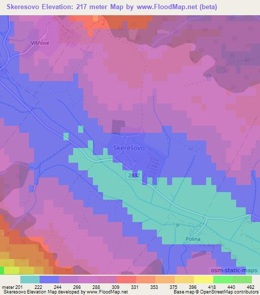 Skeresovo,Slovakia Elevation Map