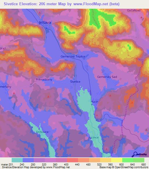 Sivetice,Slovakia Elevation Map