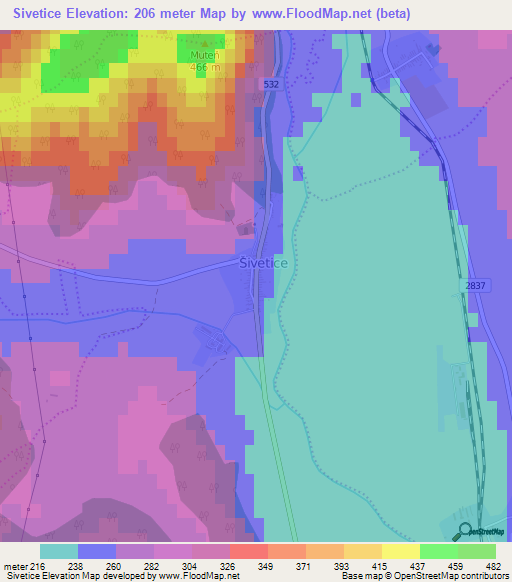 Sivetice,Slovakia Elevation Map