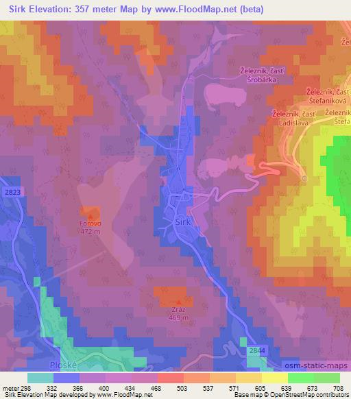 Sirk,Slovakia Elevation Map