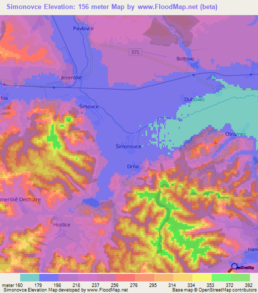 Simonovce,Slovakia Elevation Map