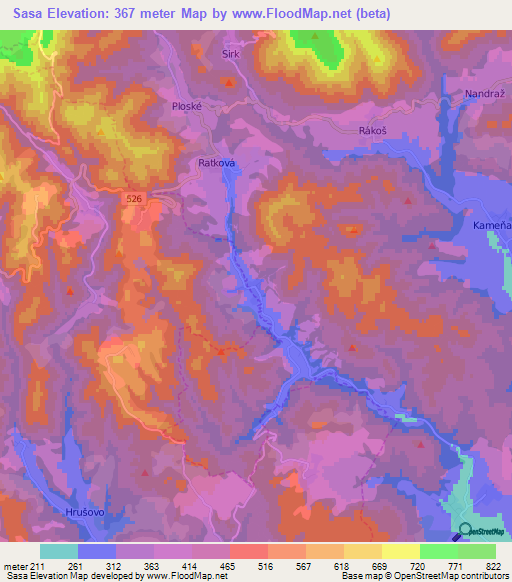 Sasa,Slovakia Elevation Map
