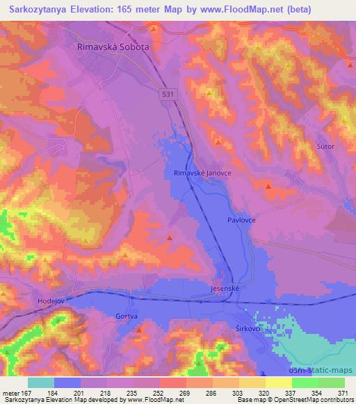 Sarkozytanya,Slovakia Elevation Map