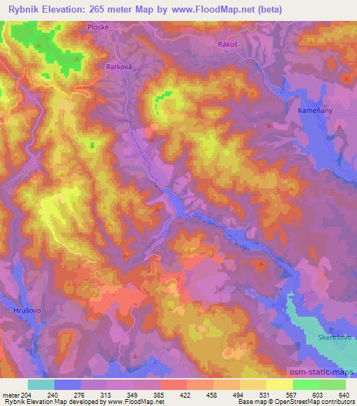 Rybnik,Slovakia Elevation Map