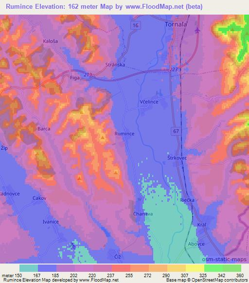 Rumince,Slovakia Elevation Map