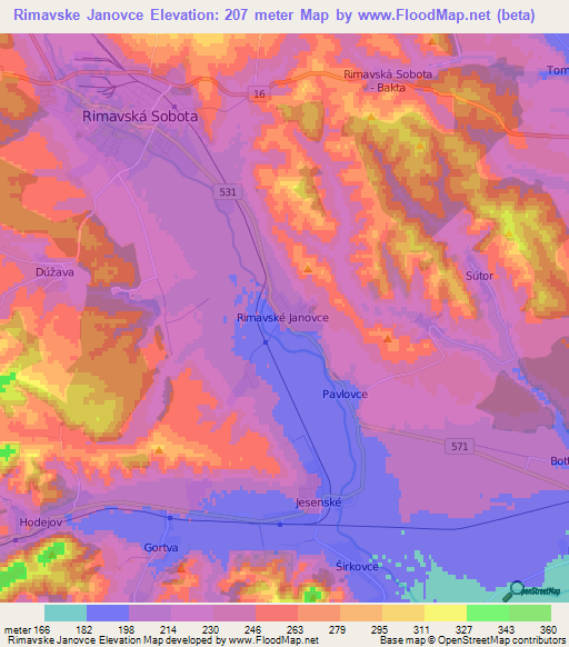 Rimavske Janovce,Slovakia Elevation Map