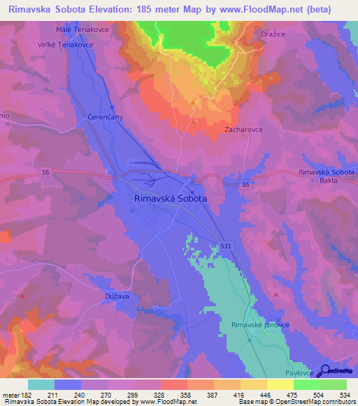 Rimavska Sobota,Slovakia Elevation Map