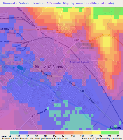 Rimavska Sobota,Slovakia Elevation Map