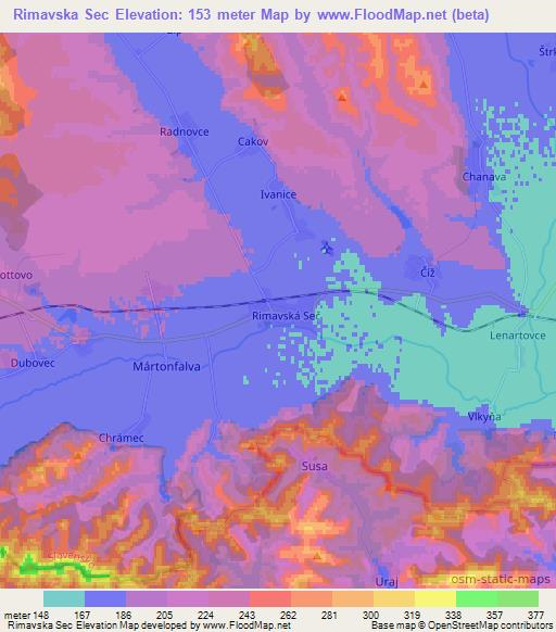Rimavska Sec,Slovakia Elevation Map