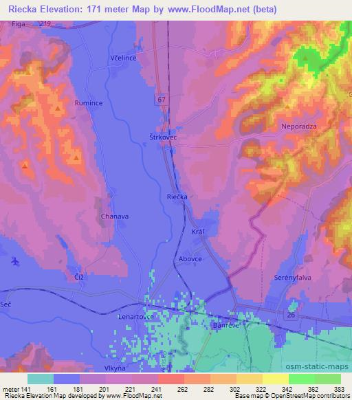 Riecka,Slovakia Elevation Map