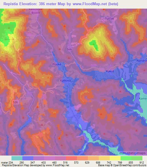 Repistia,Slovakia Elevation Map