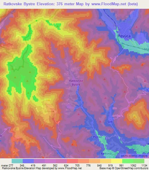 Ratkovske Bystre,Slovakia Elevation Map