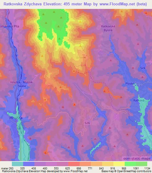 Ratkovska Zdychava,Slovakia Elevation Map