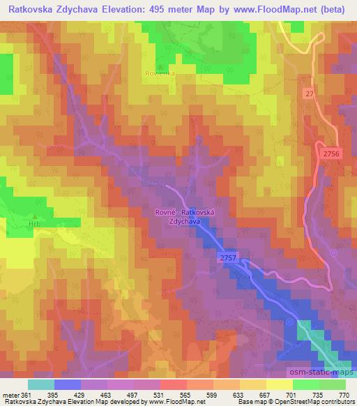 Ratkovska Zdychava,Slovakia Elevation Map