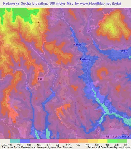 Ratkovska Sucha,Slovakia Elevation Map