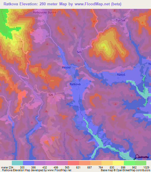 Ratkova,Slovakia Elevation Map