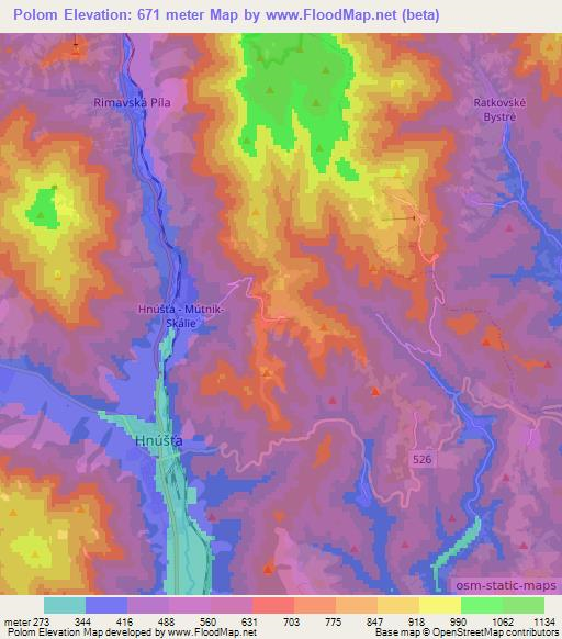Polom,Slovakia Elevation Map
