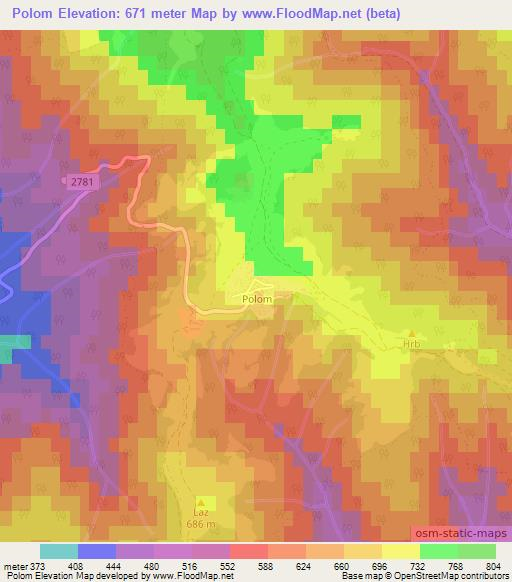 Polom,Slovakia Elevation Map