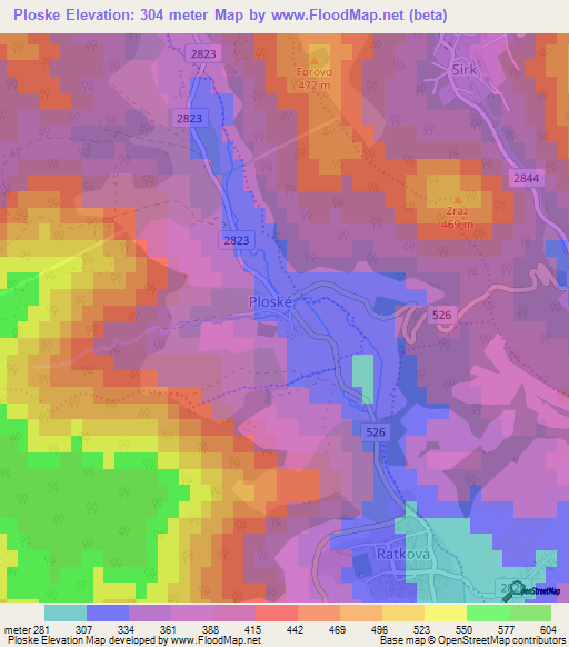 Ploske,Slovakia Elevation Map