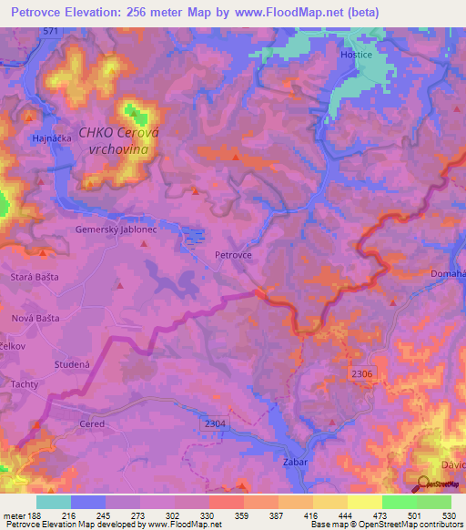 Petrovce,Slovakia Elevation Map