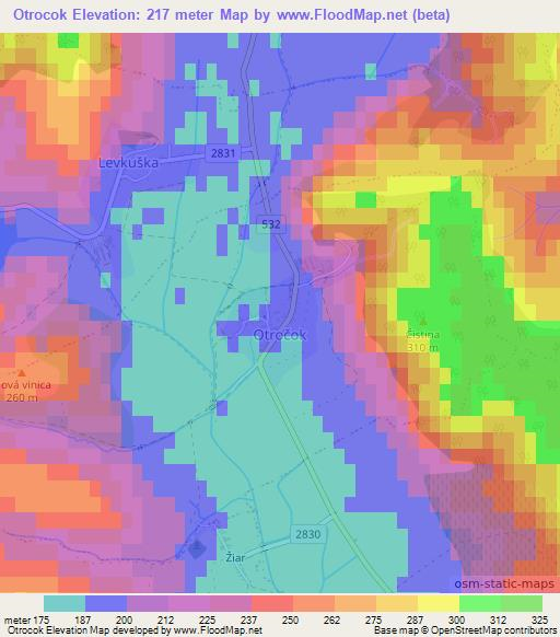Otrocok,Slovakia Elevation Map