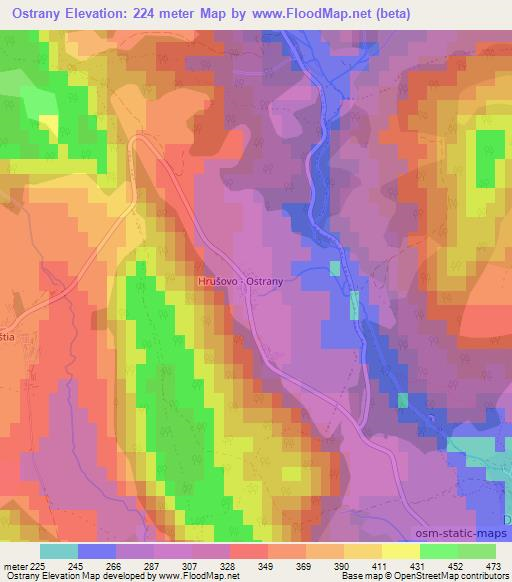 Ostrany,Slovakia Elevation Map