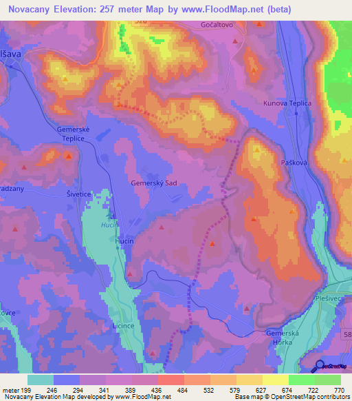 Novacany,Slovakia Elevation Map