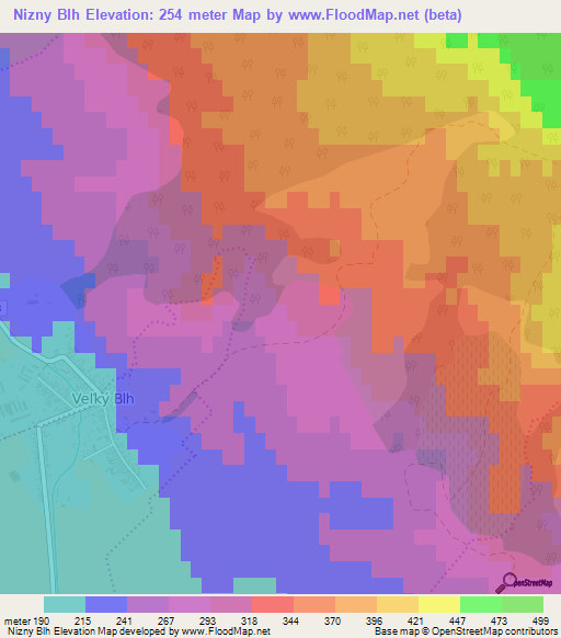 Nizny Blh,Slovakia Elevation Map