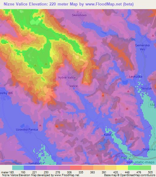 Nizne Valice,Slovakia Elevation Map