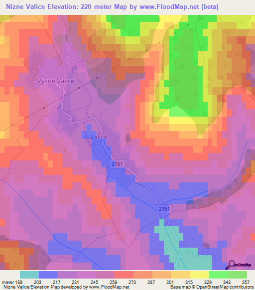 Nizne Valice,Slovakia Elevation Map