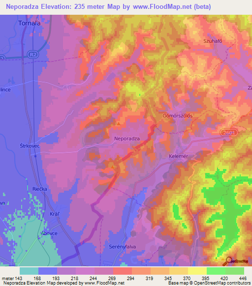 Neporadza,Slovakia Elevation Map
