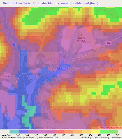 Nandraz,Slovakia Elevation Map