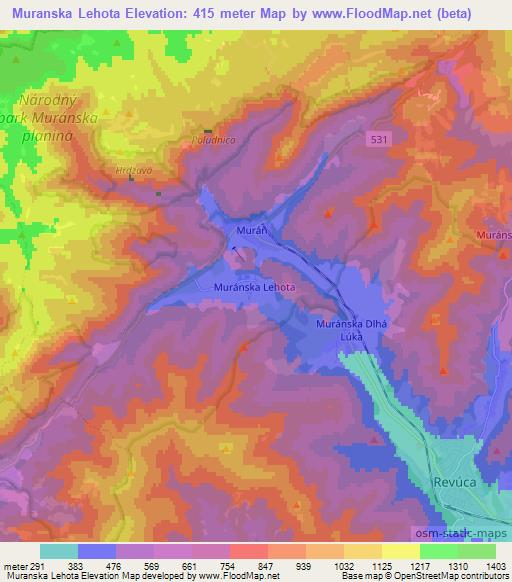 Muranska Lehota,Slovakia Elevation Map