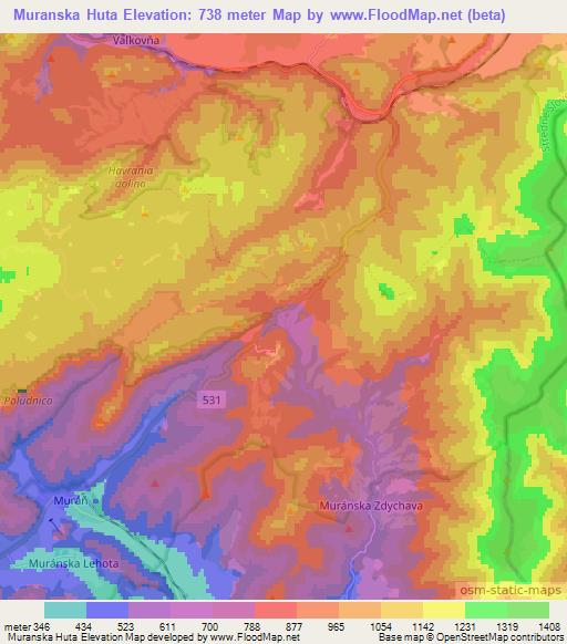 Muranska Huta,Slovakia Elevation Map