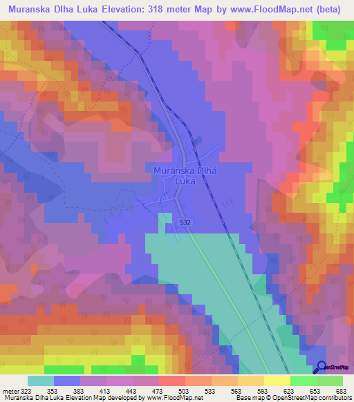 Muranska Dlha Luka,Slovakia Elevation Map