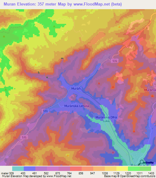 Muran,Slovakia Elevation Map