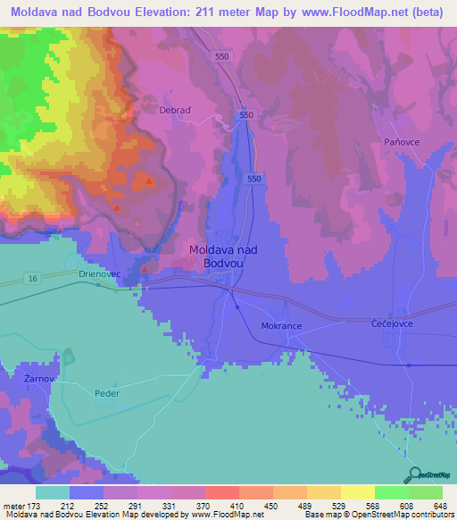 Moldava nad Bodvou,Slovakia Elevation Map