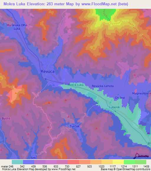 Mokra Luka,Slovakia Elevation Map