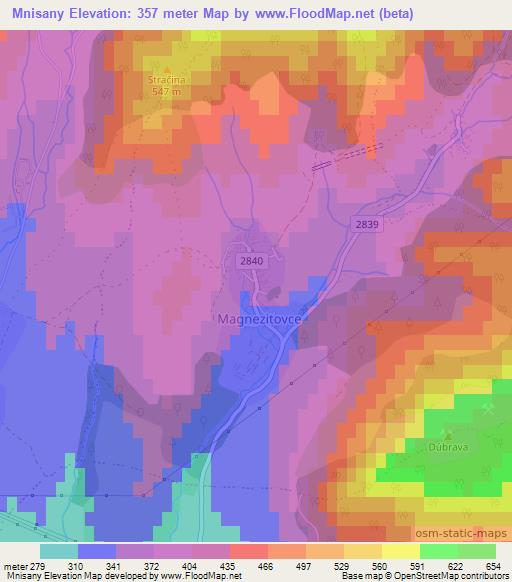 Mnisany,Slovakia Elevation Map