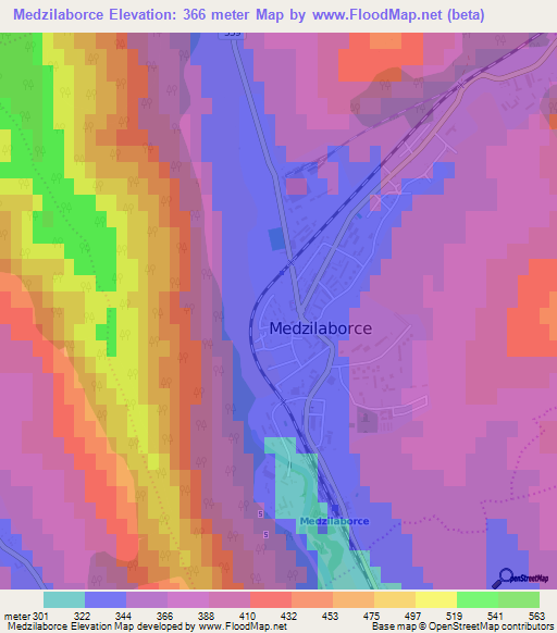 Medzilaborce,Slovakia Elevation Map