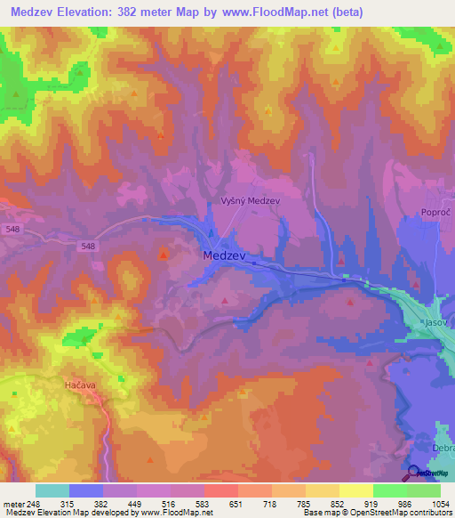 Medzev,Slovakia Elevation Map