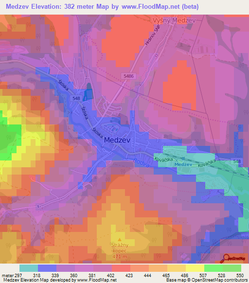 Medzev,Slovakia Elevation Map