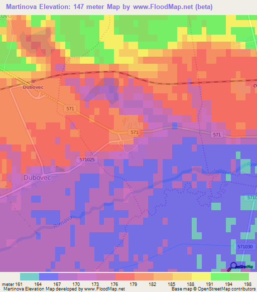 Martinova,Slovakia Elevation Map