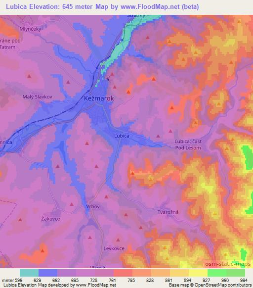 Lubica,Slovakia Elevation Map