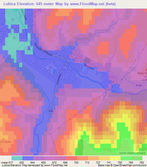 Lubica,Slovakia Elevation Map