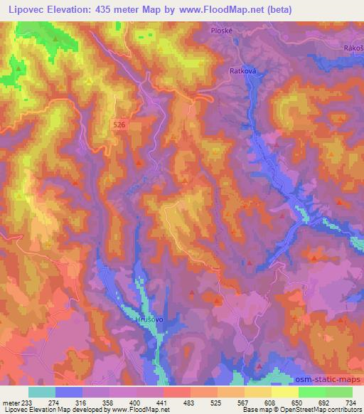 Lipovec,Slovakia Elevation Map