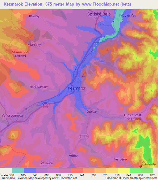Kezmarok,Slovakia Elevation Map
