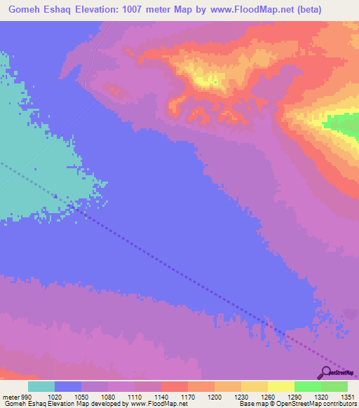 Gomeh Eshaq,Iran Elevation Map
