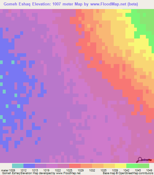 Gomeh Eshaq,Iran Elevation Map