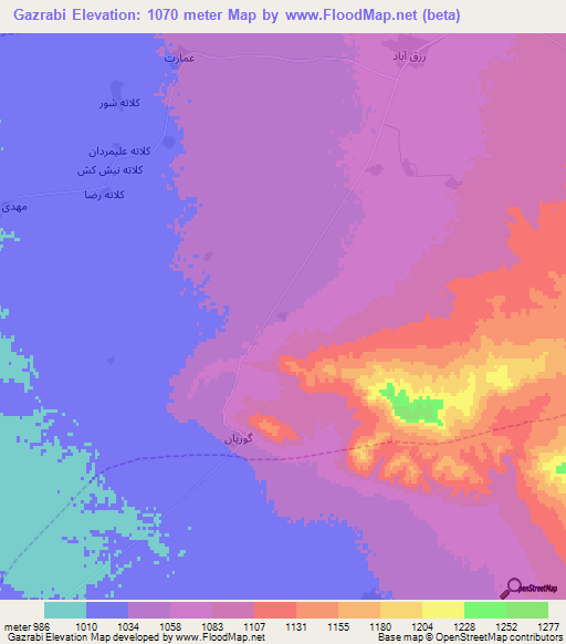 Gazrabi,Iran Elevation Map